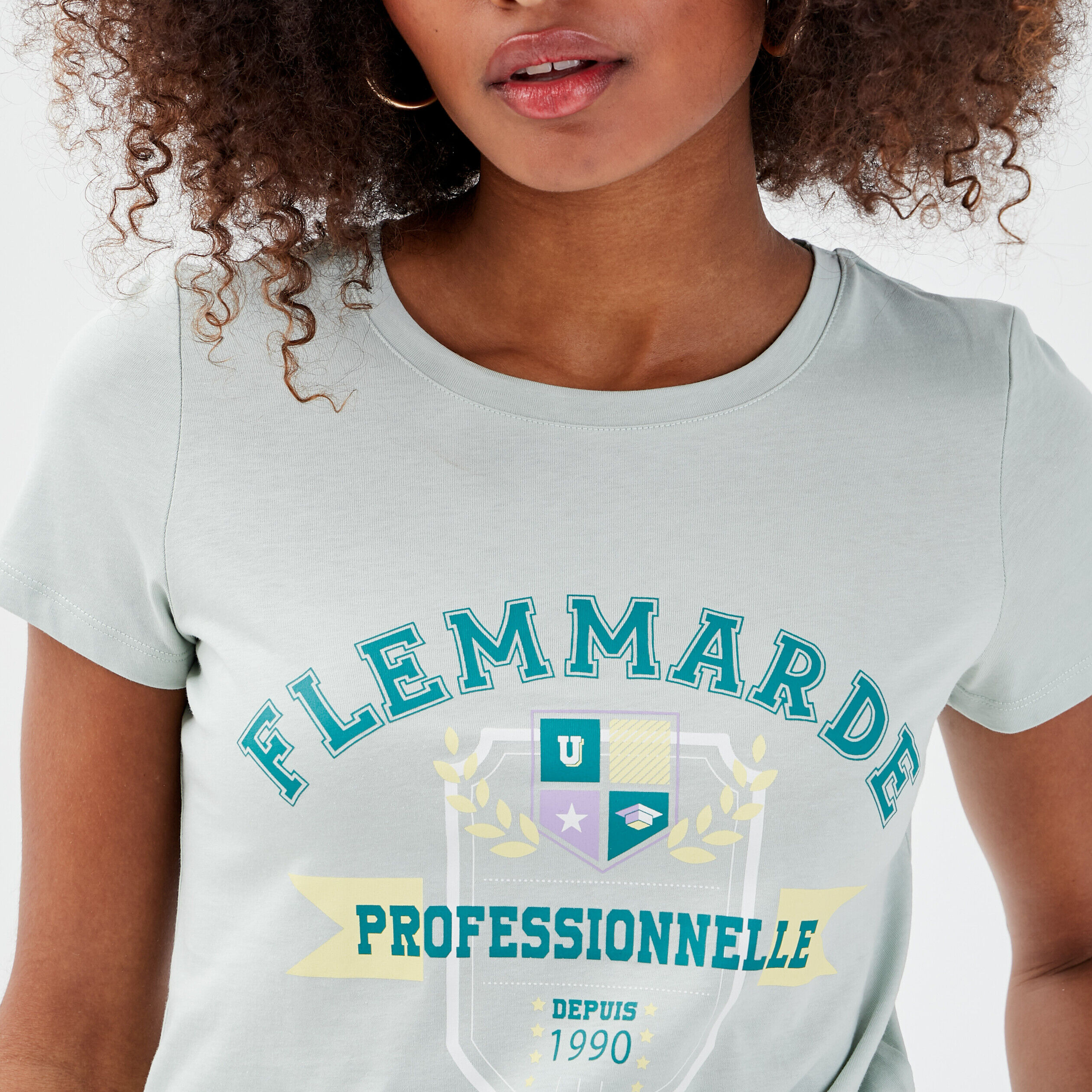 T-shirt manches courtes vert clair femme | Cache Cache