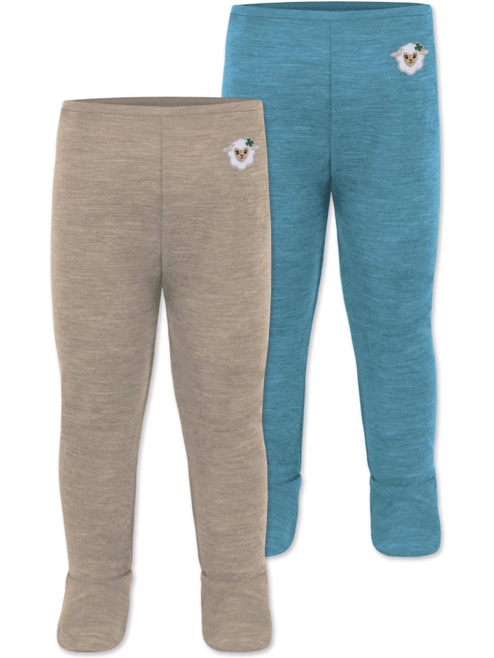 Normani Outdoor Sports 2er Pack Baby Merino Unterhose mit Füßen in Blau/Beige günstig kaufen