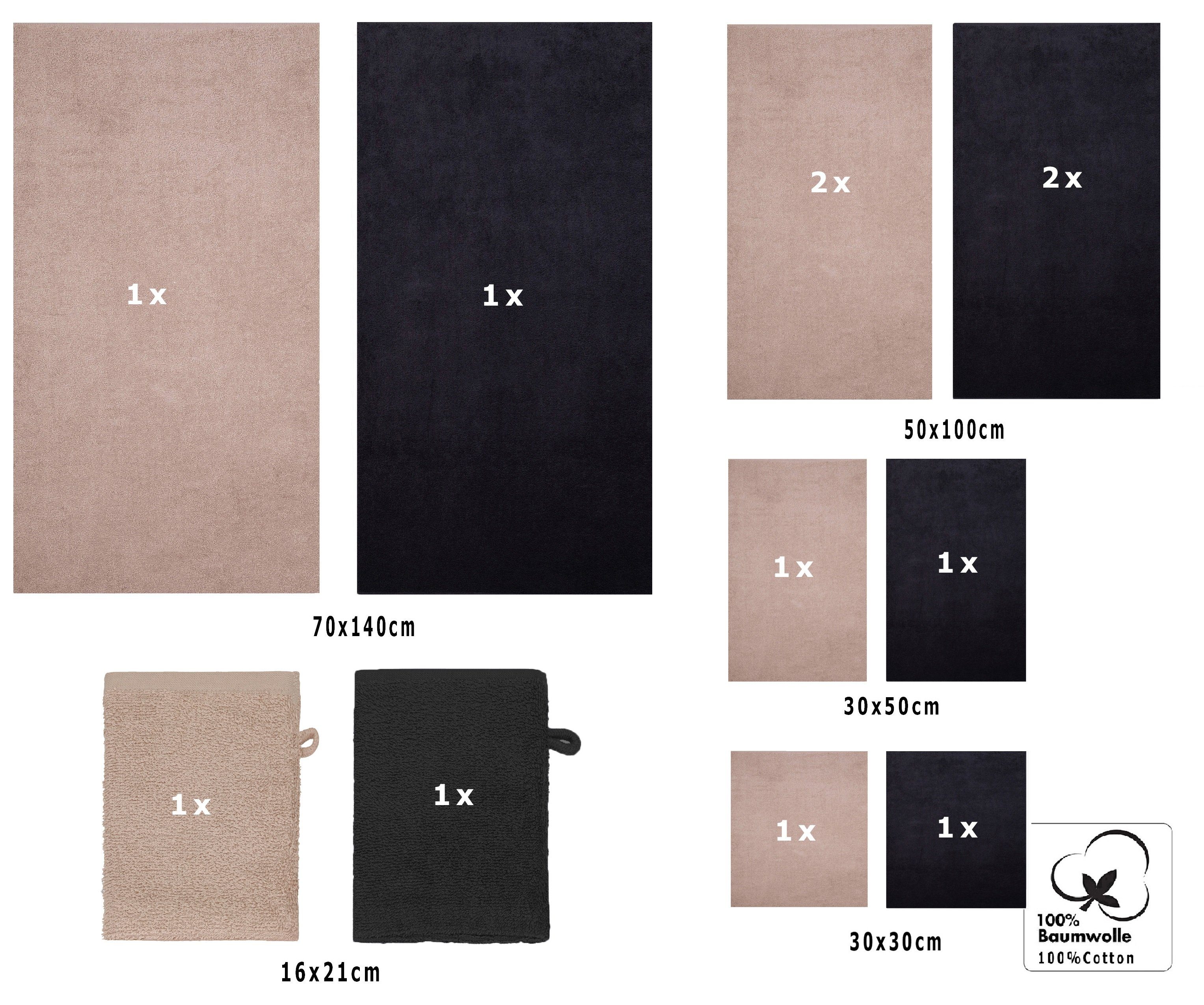 Betz Handtuch Set 12 TLG. Handtuch Set BERLIN Farbe Cappuccino - Graphit, 100% Baumwolle
