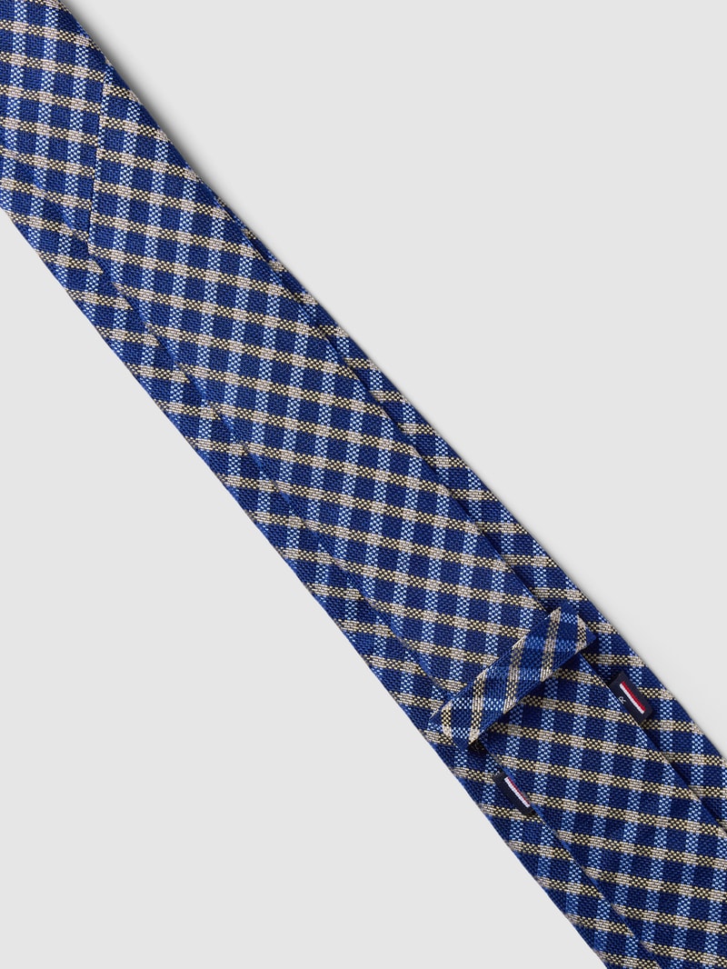 Seidenkrawatte mit Allover-Muster Modell 'WOVEN GINGHAM' in marineblau