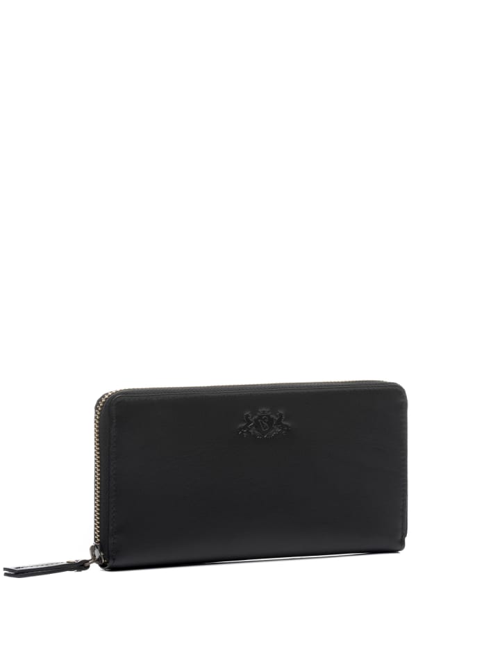 SID & VAIN Leder-Geldbörse echt Leder Damen Geldbeutel groß schwarz JERSEY in schwarz günstig kaufen onesize
