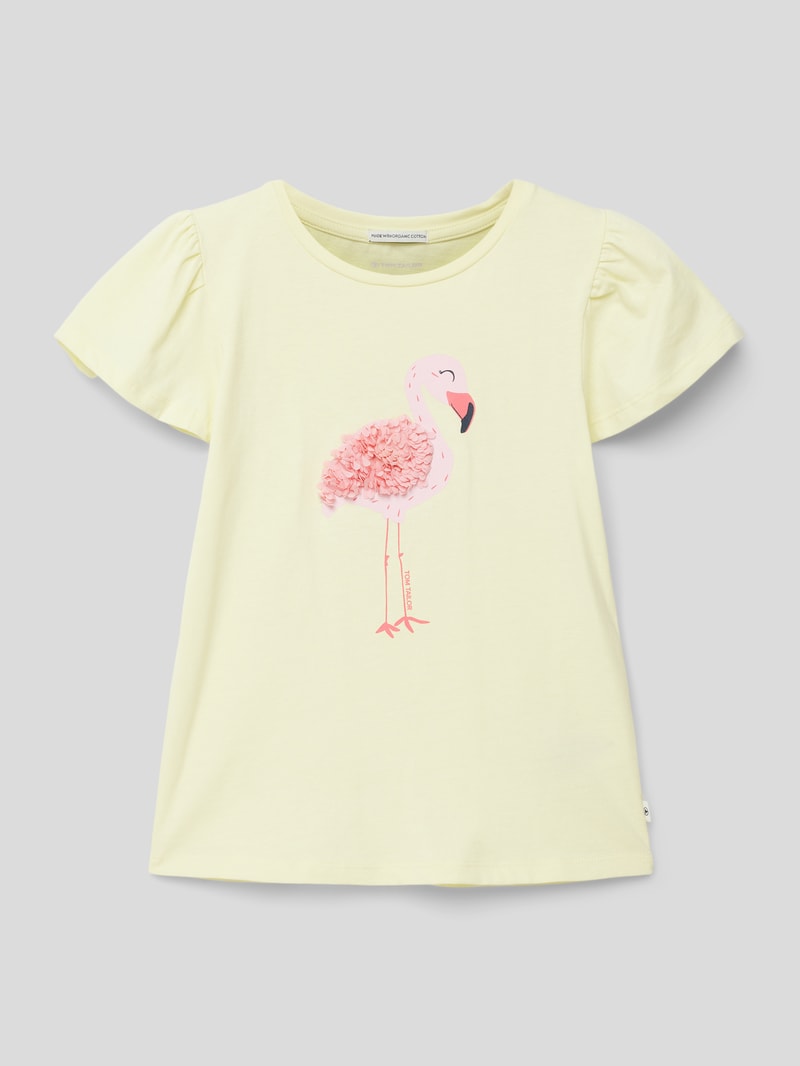 T-Shirt mit Motiv-Print in hellgelb