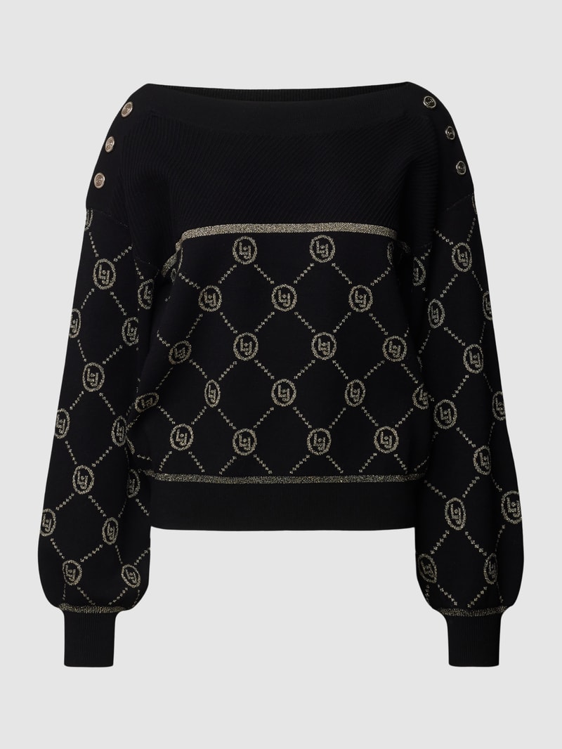 Strickpullover mit Effektgarn in schwarz