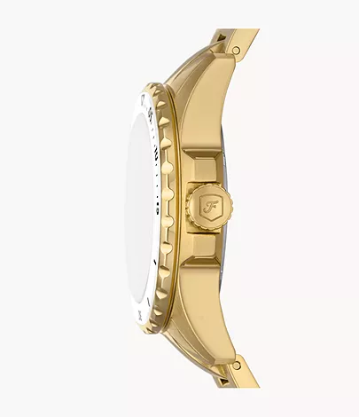 Fossil Uhr Fossil Blue Dive 3-Zeiger-Werk Edelstahl goldfarben