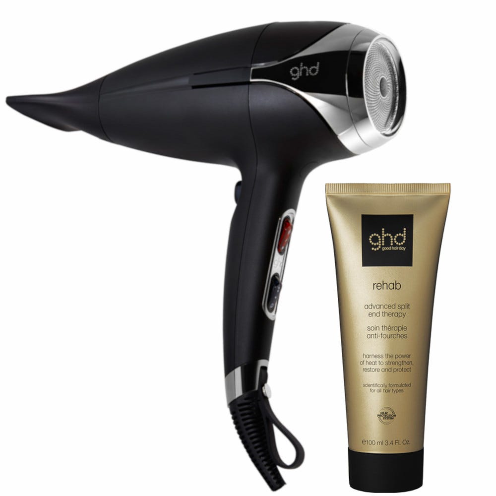 ghd helios Haartrockner schwarz & rehab Haarstyling-Treatment Bundle