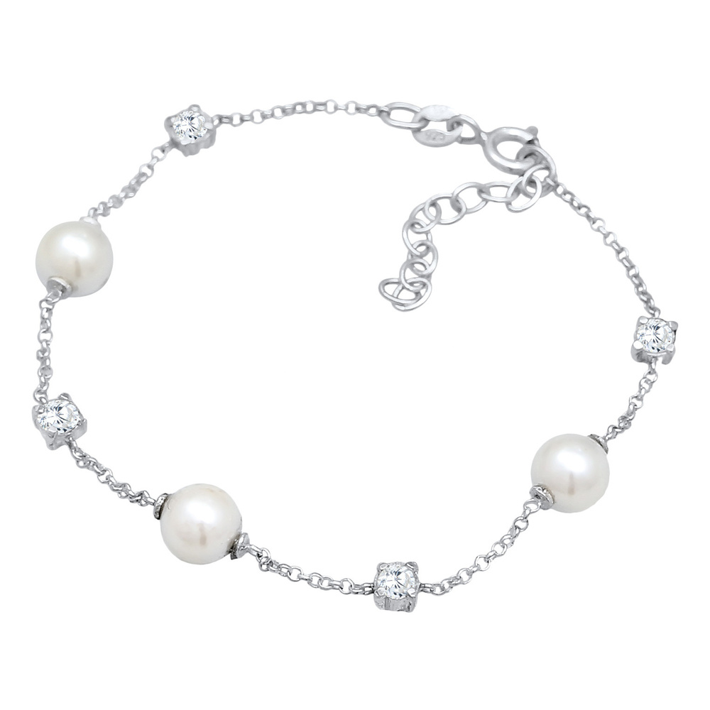Nenalina Nenalina Bracelet Femme perles classiques tendance avec cristaux zirconium en arg Bracelet