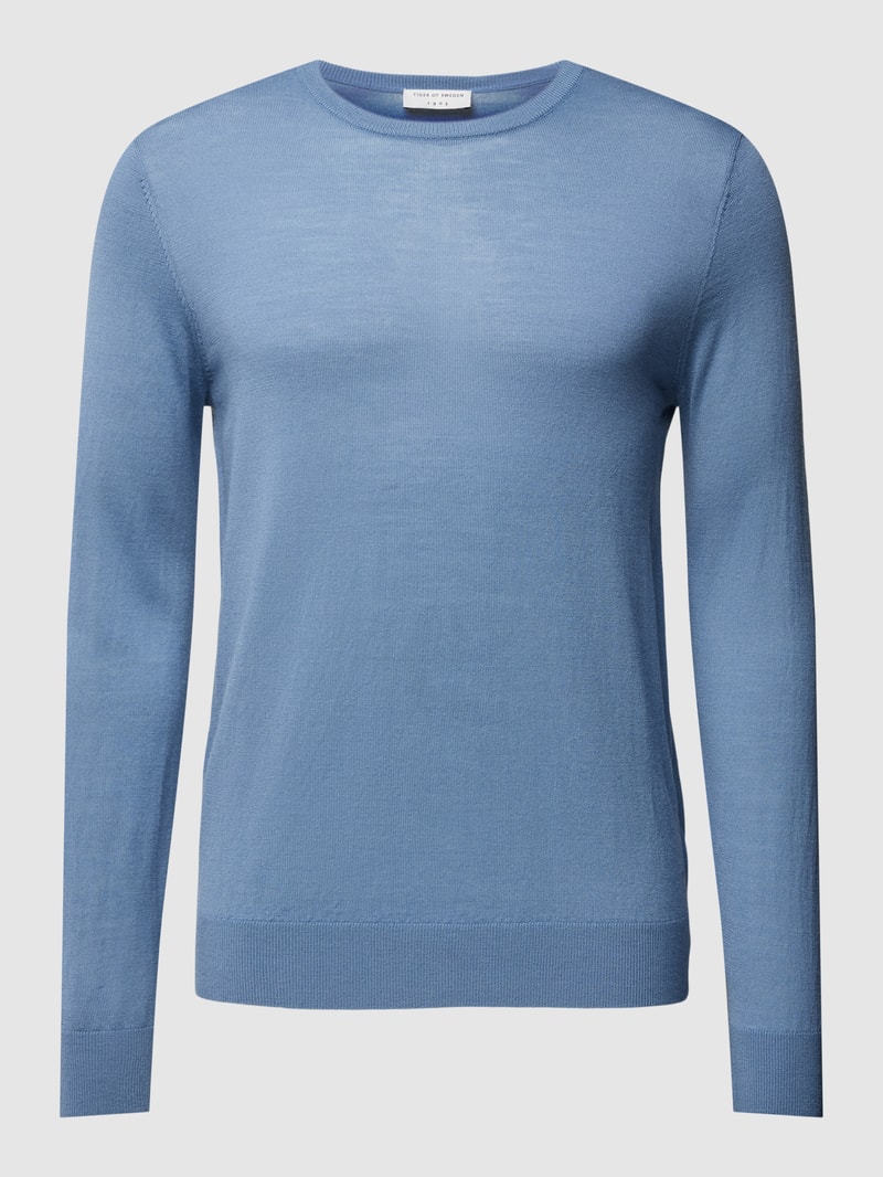 Longsleeve aus Wolle mit Rundhalsausschnitt in rauchblau