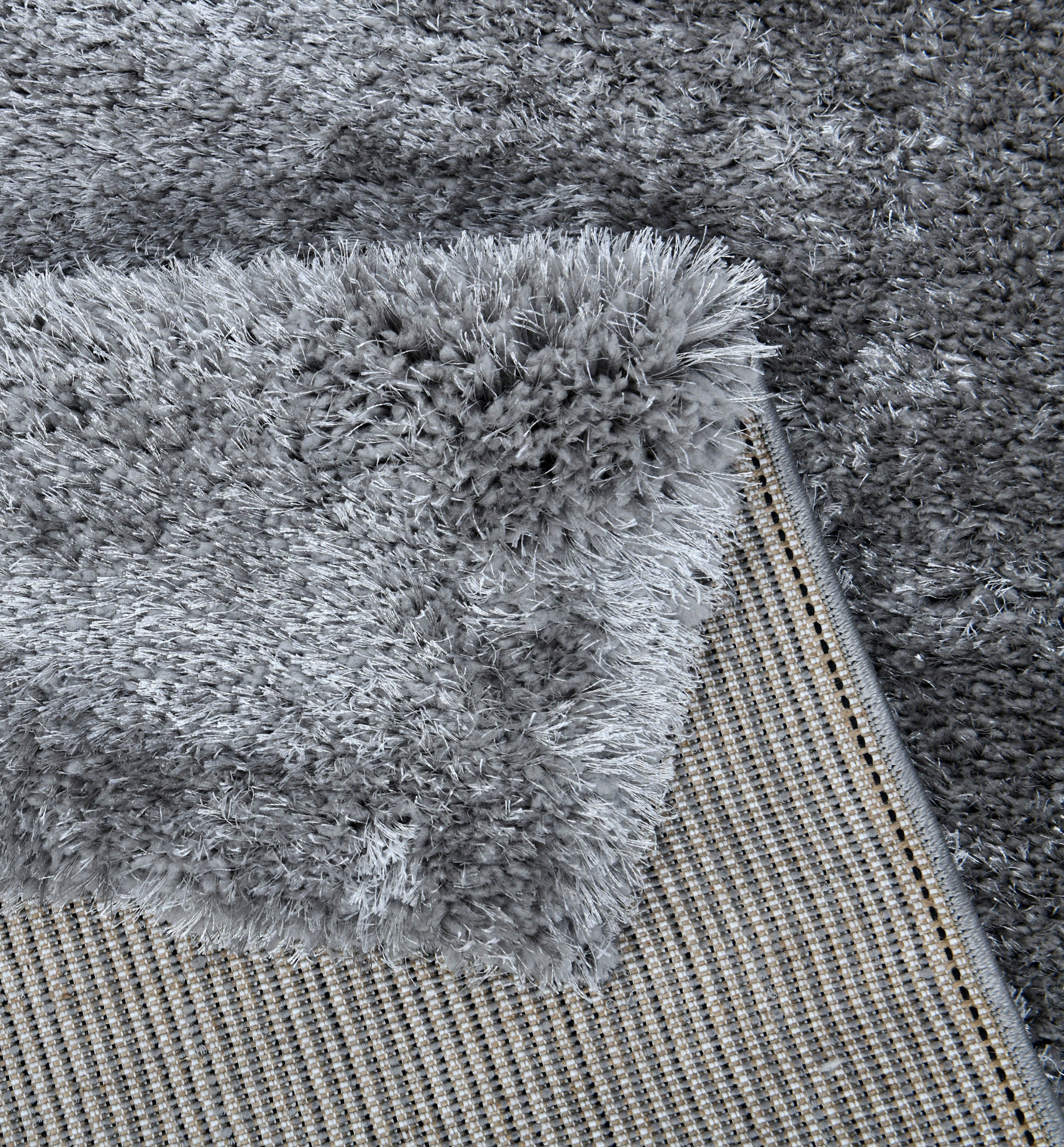 Bettumrandung Malin Home affaire, Höhe 43 mm, (3-tlg), Hochflor, Shaggy, Uni-Farben, leichter glanz, Microfaser, Pflegeleicht