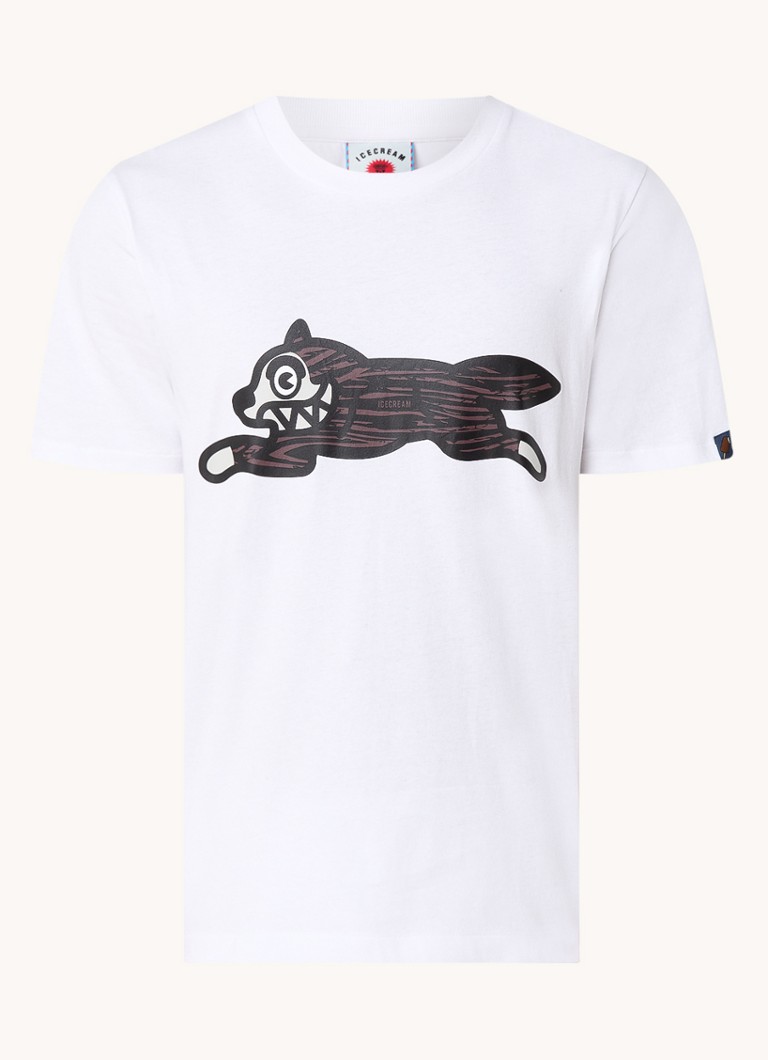 Tricou ICECREAM cu logo imprimat și motiv cu câini de vânătoare cu efect de lemn.