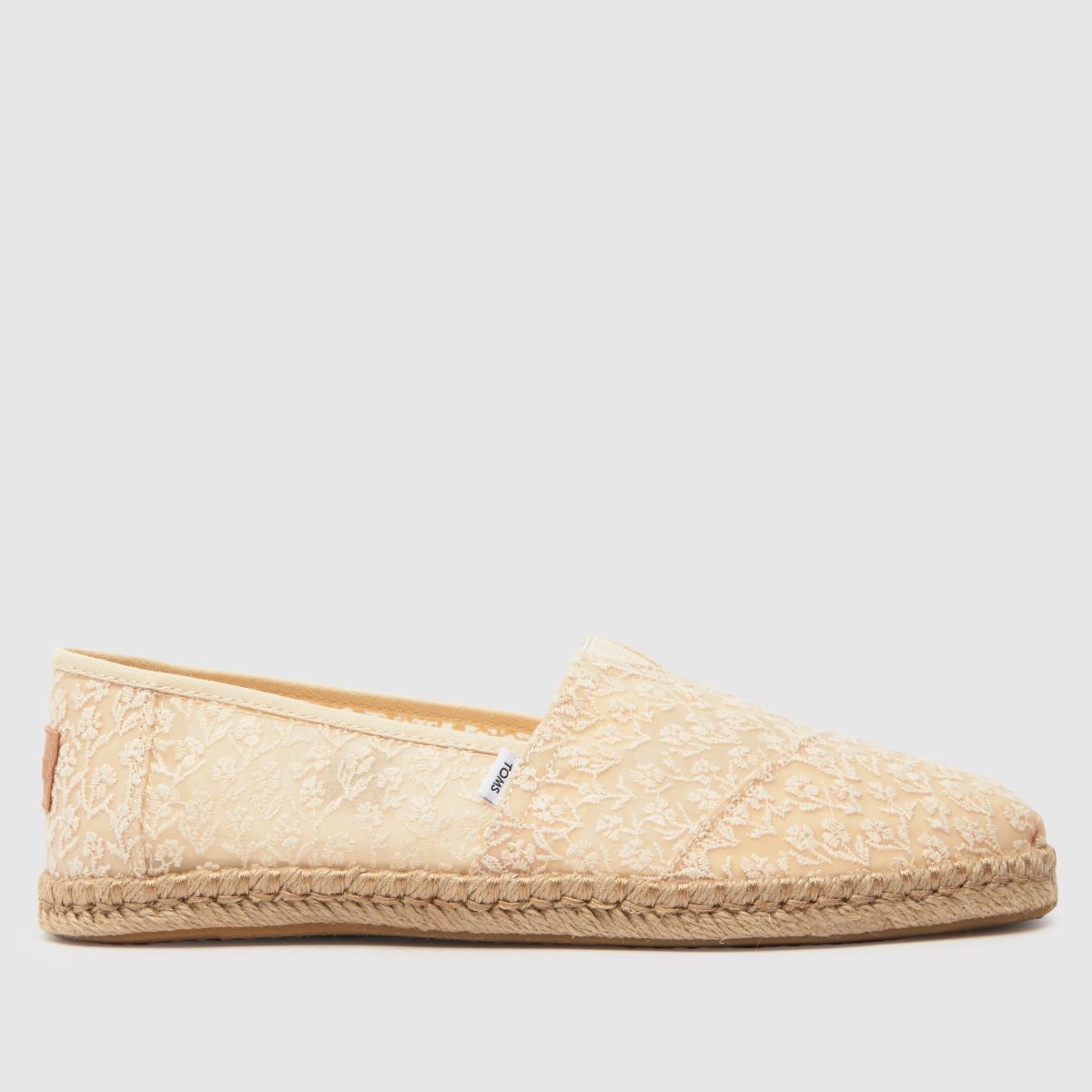TOMS – Alpargata – Naturfärgade platta skor med blommig spets