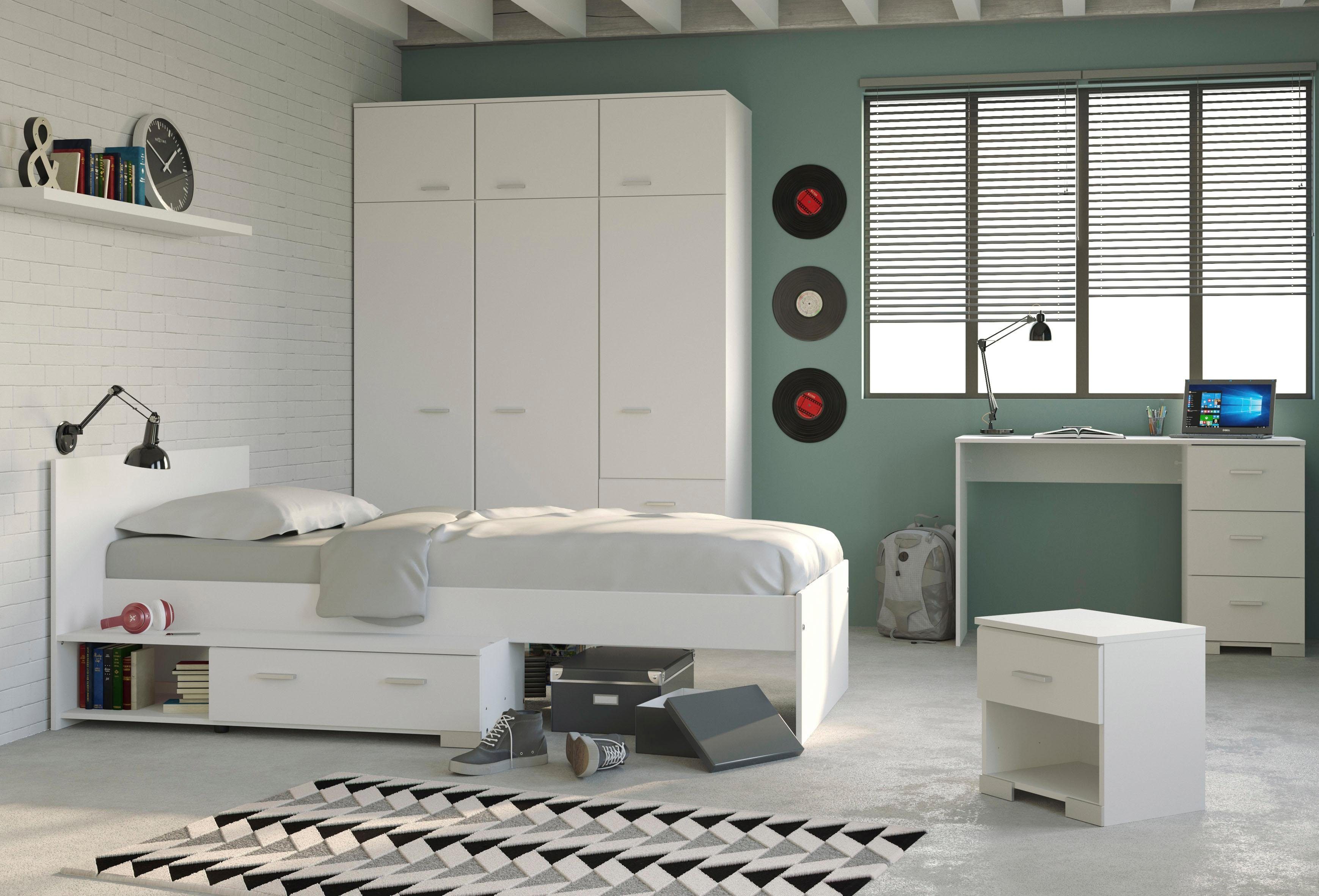 Parisot Jugendzimmer-Set Galaxy, (Set, 4-St., Kleiderschrank, Bett, Nachttisch und Schreibtisch)