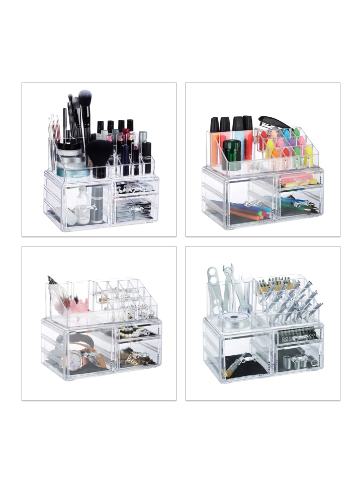 relaxdays 2x Makeup-Organizer in Transparent günstig kaufen onesize