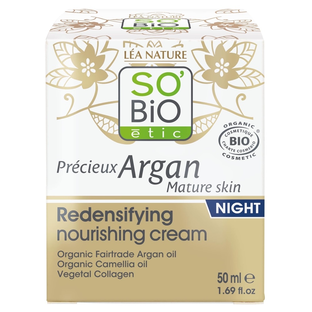 LÉA NATURE SO BiO étic Crème nutritive redensifiante nuit, Précieux Argan Peaux Matures Crème nutritive