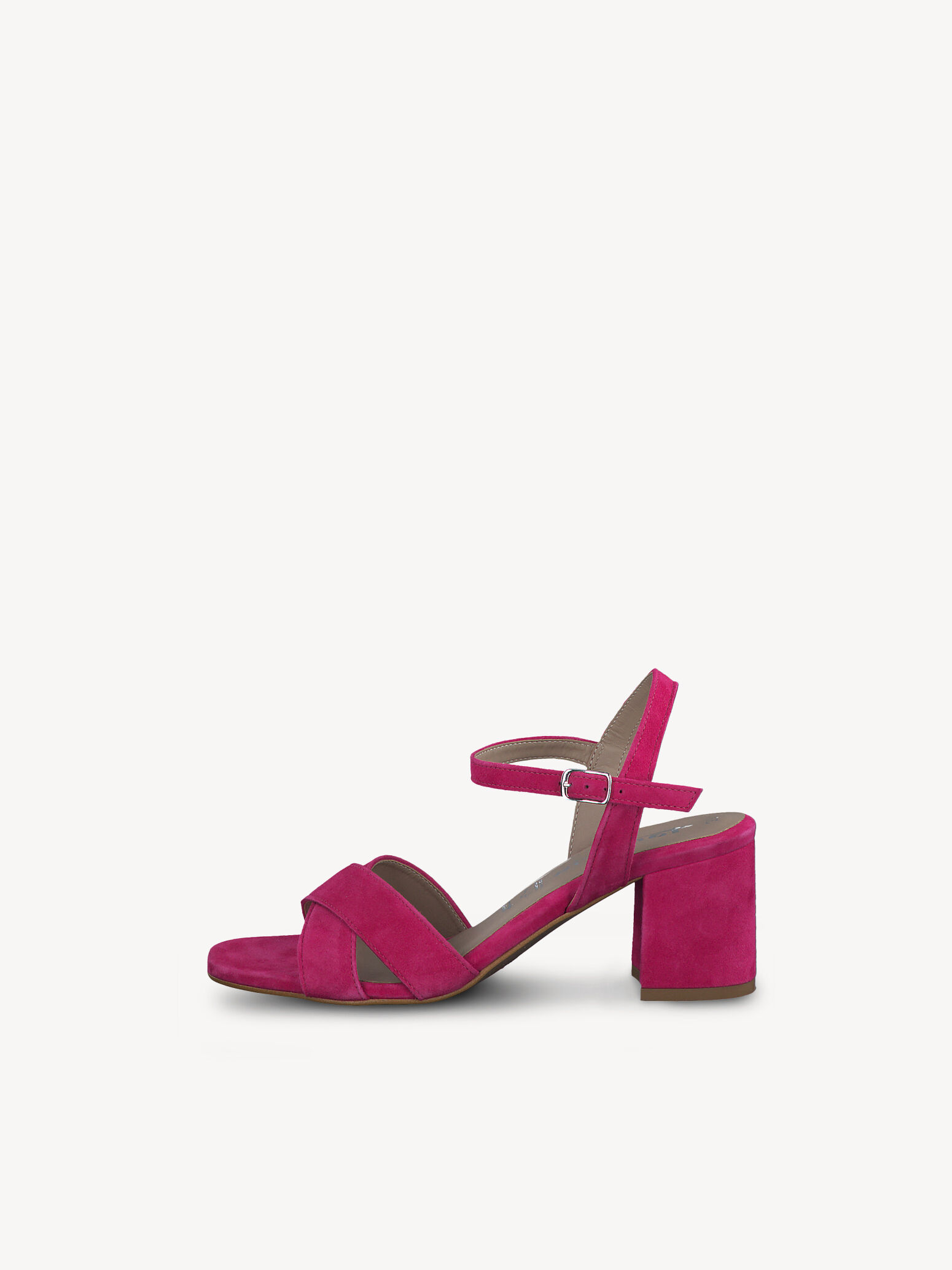 Sandale à talon en cuir - rose fuchsia