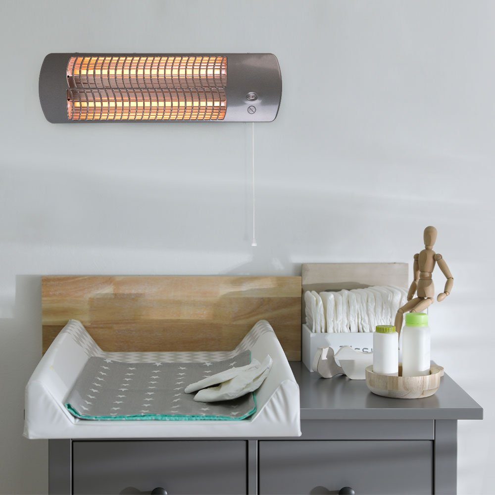 etc-shop Heizstrahler, Heizstrahler für Wandmontage mit 1200 Watt 2 Heizstufen zum-