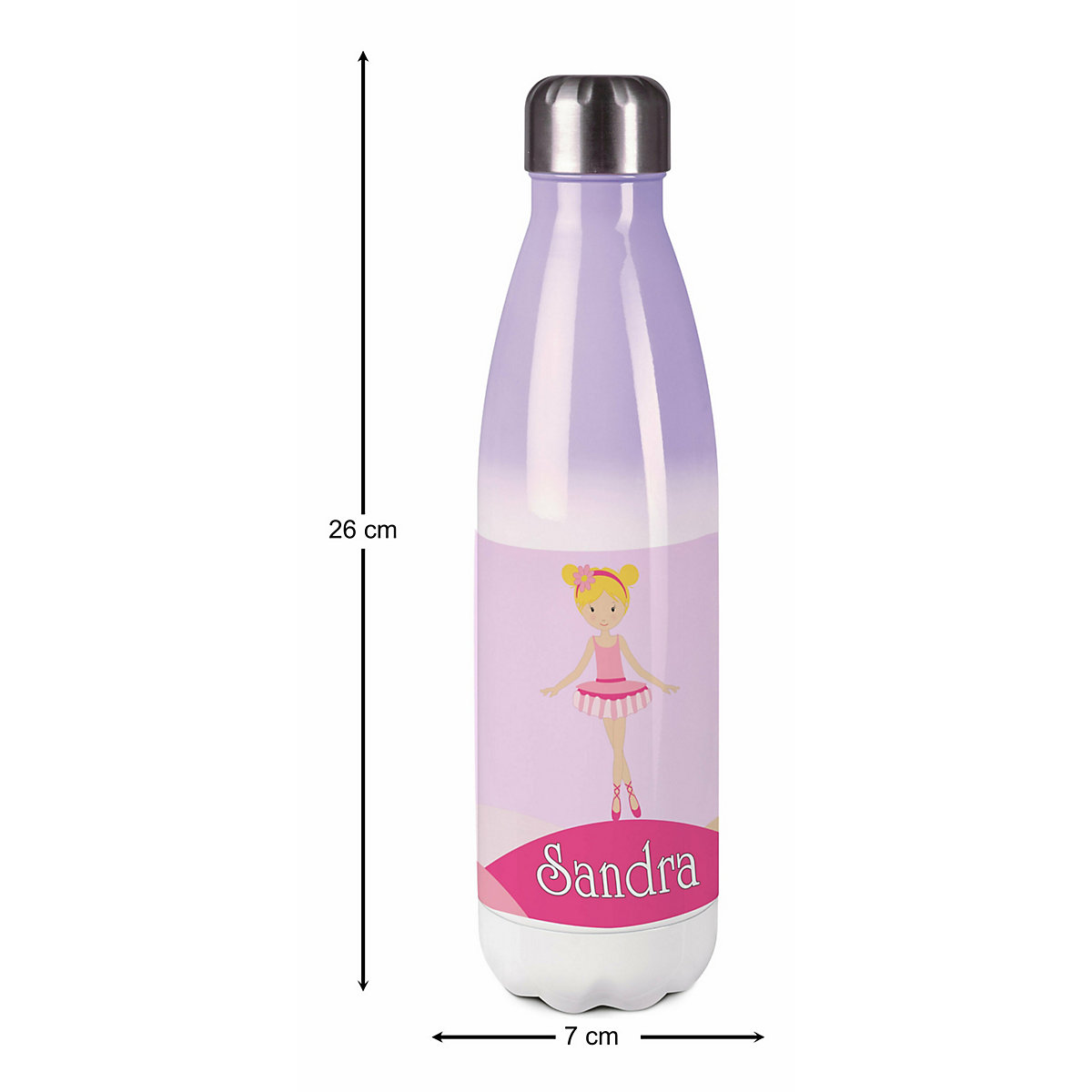 Edelstahl Kinder Thermoflasche / Trinkflasche bunt Balerina Spülmaschinenfest, Auslaufsicher, Bruchfest, Doppelwandig, Für Heißgetränke geeignet, Mit Deckel, Isoliert