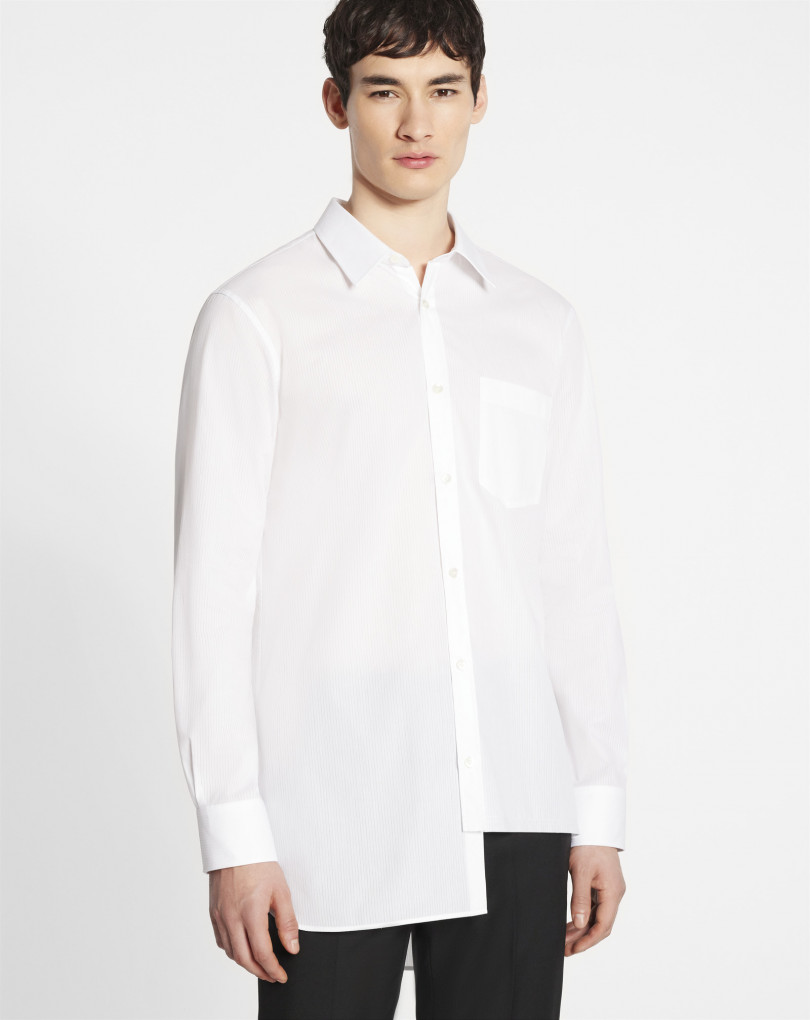 CHEMISE ASYMÉTRIQUE A BANDES TON SUR TON