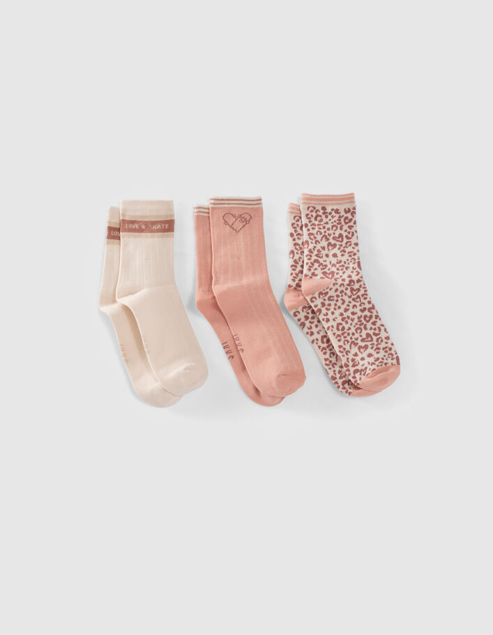Chaussettes roses, écrues, marron fille