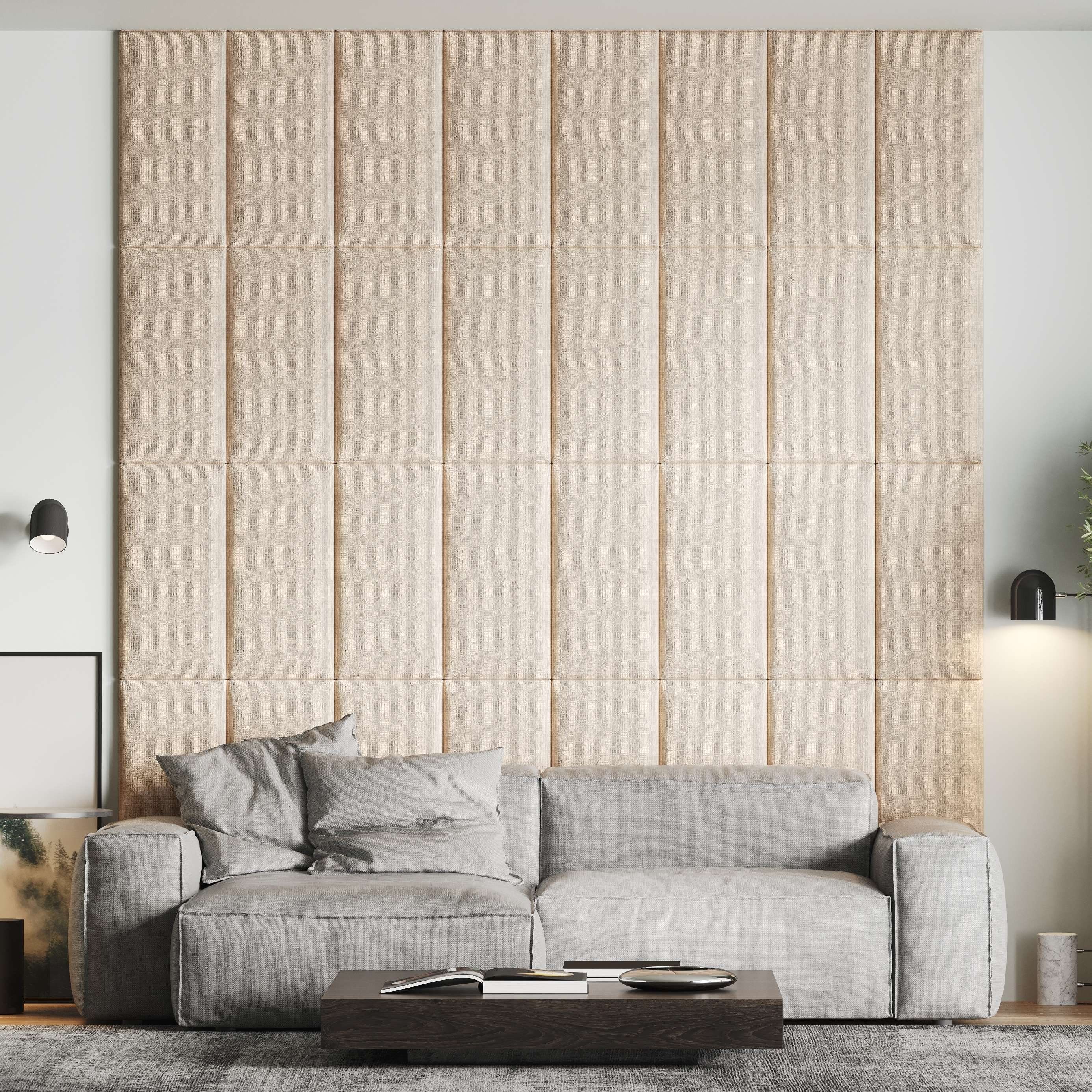 softwalls Kopfteil Wandkissen Velour - Kopfteil Bett - Polster, Beige - 60x30, (1 St., 5 (sehr gut), Schalldämmend