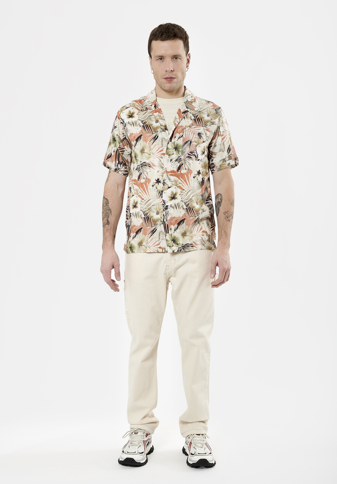 MIKE   Chemise fleurie beige Homme