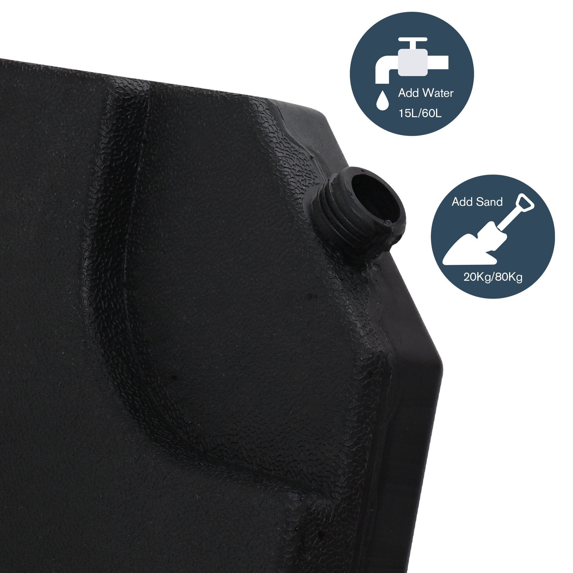 Melko Kunststoffschirmständer Sonnenschirmständer Schirmhalter Schirmständer 60 L / 80 kg 4er Set Ampelschirmständer Outdoor Schirmgewicht Bodenkreuz Schirmfuß Wasser Sand Gefüllt Garten, Stück, 4 tlg.