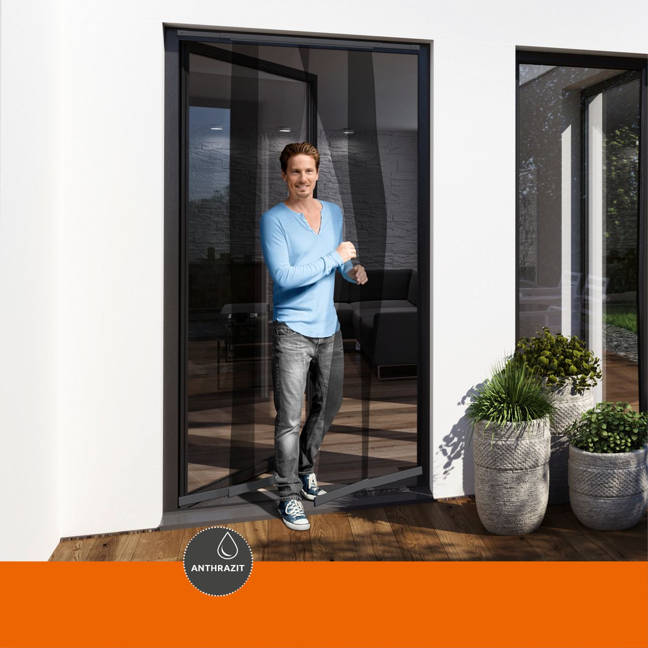Powertec Türvorhang Teleskop 120cm anthrazit