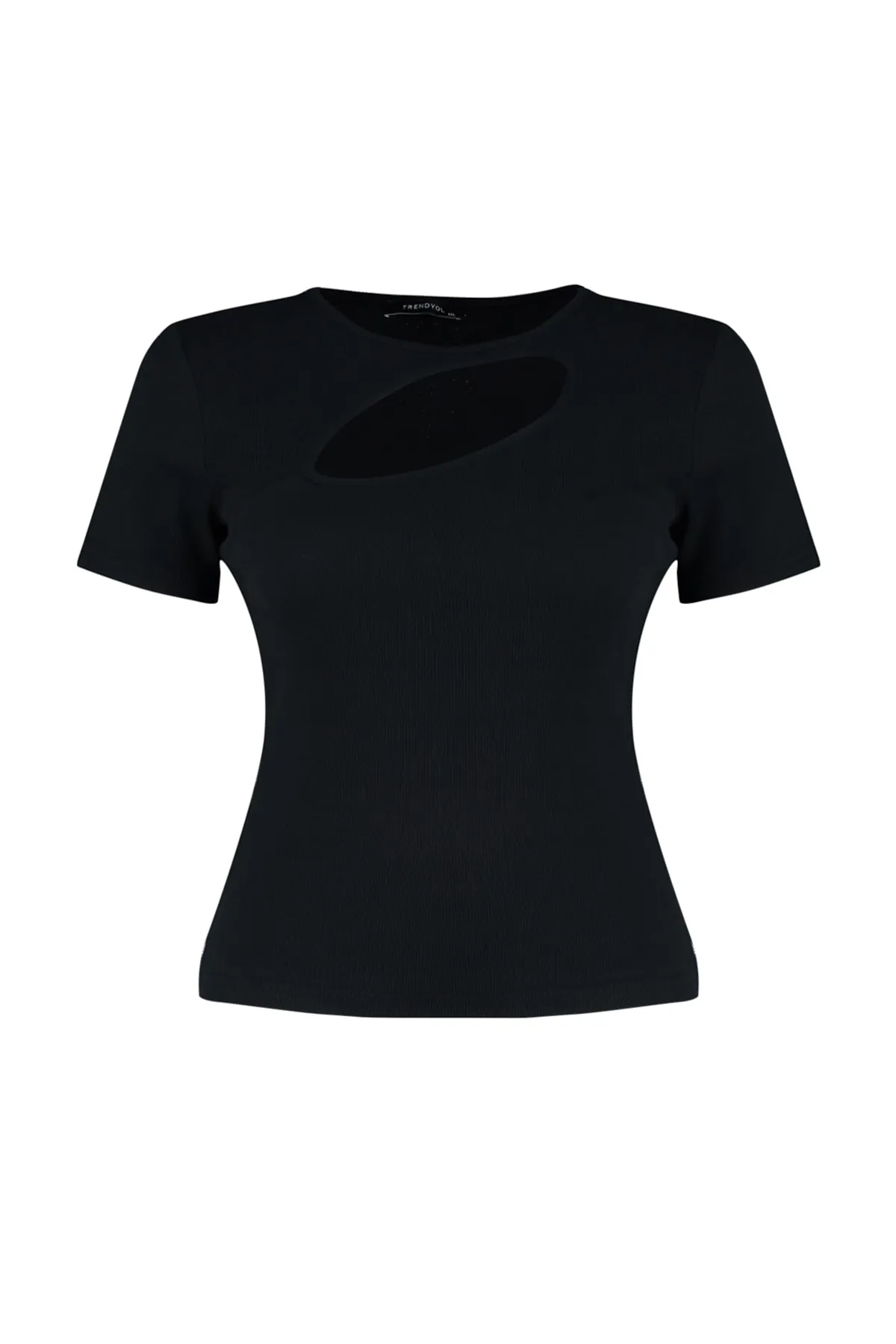 Trendyol Curve  Schwarze Fitiili-Strickbluse mit Ausschnitten und detailliertem Schnitt TBBSS22AF00020