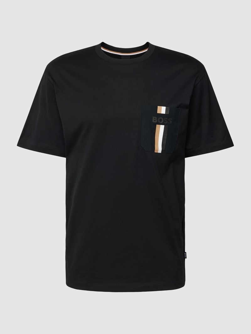 T-Shirt mit Brusttasche Modell 'Tessin' in schwarz