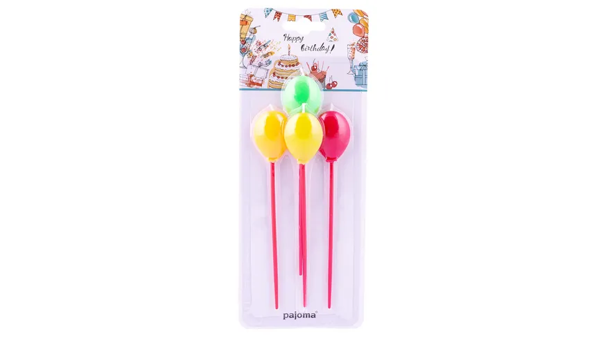 pajoma Geburtstagskerzen Balloon lang 4er Pack