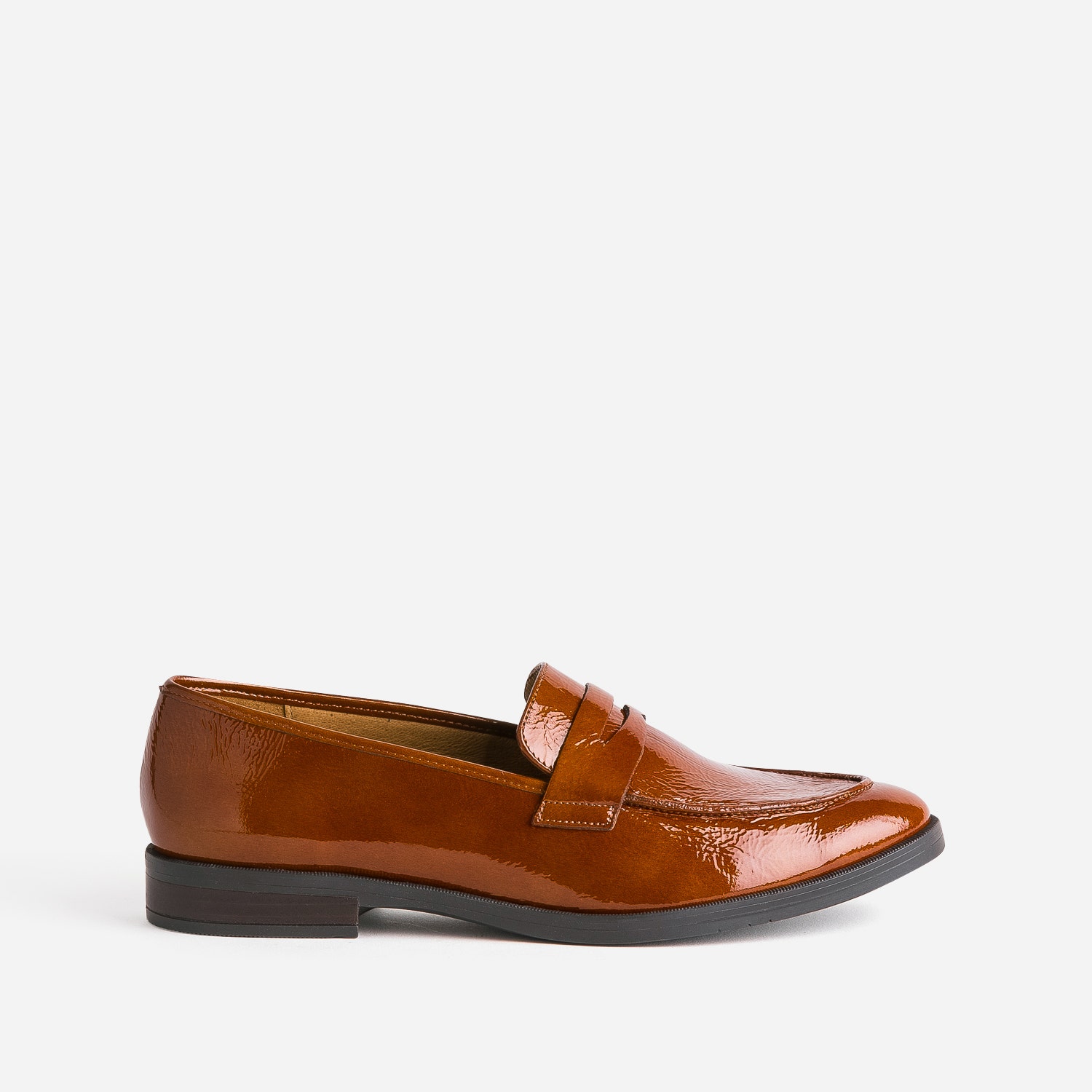 Mocassin ERAM FLEX caramel en cuir verni