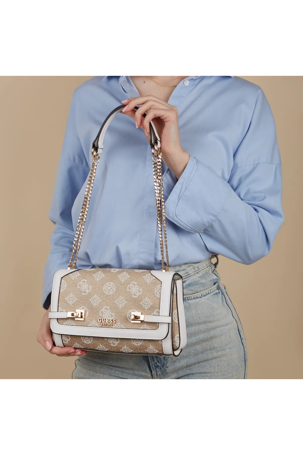 Guess  Loralee Damen Schultertasche Weiß Hwjg92-26210-wlo