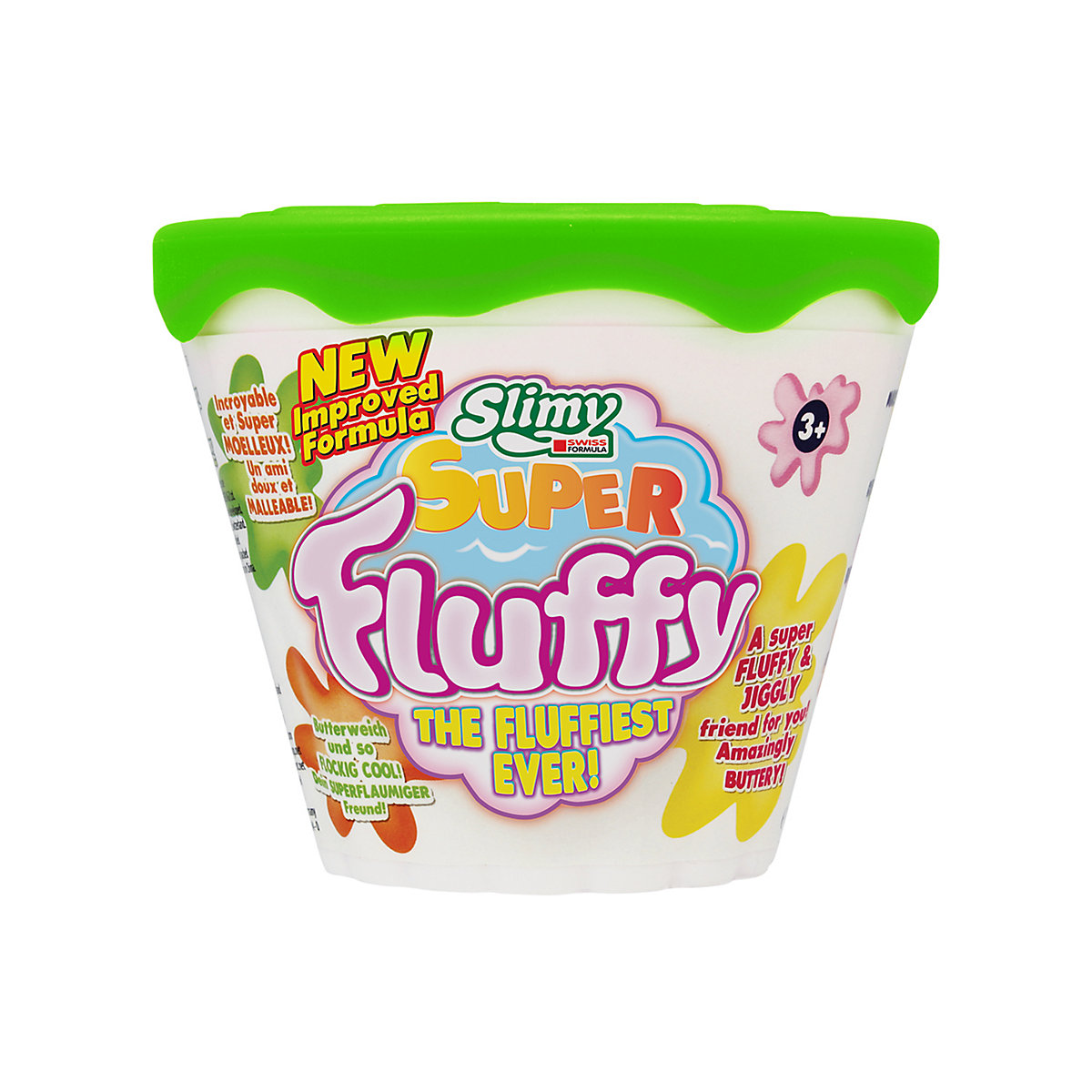 SLIMY® Super Fluffy 100g Spielmasse im Becher - der flaumigste Original Slimy Slime, lustig duftende Schleim Knete für Kinder