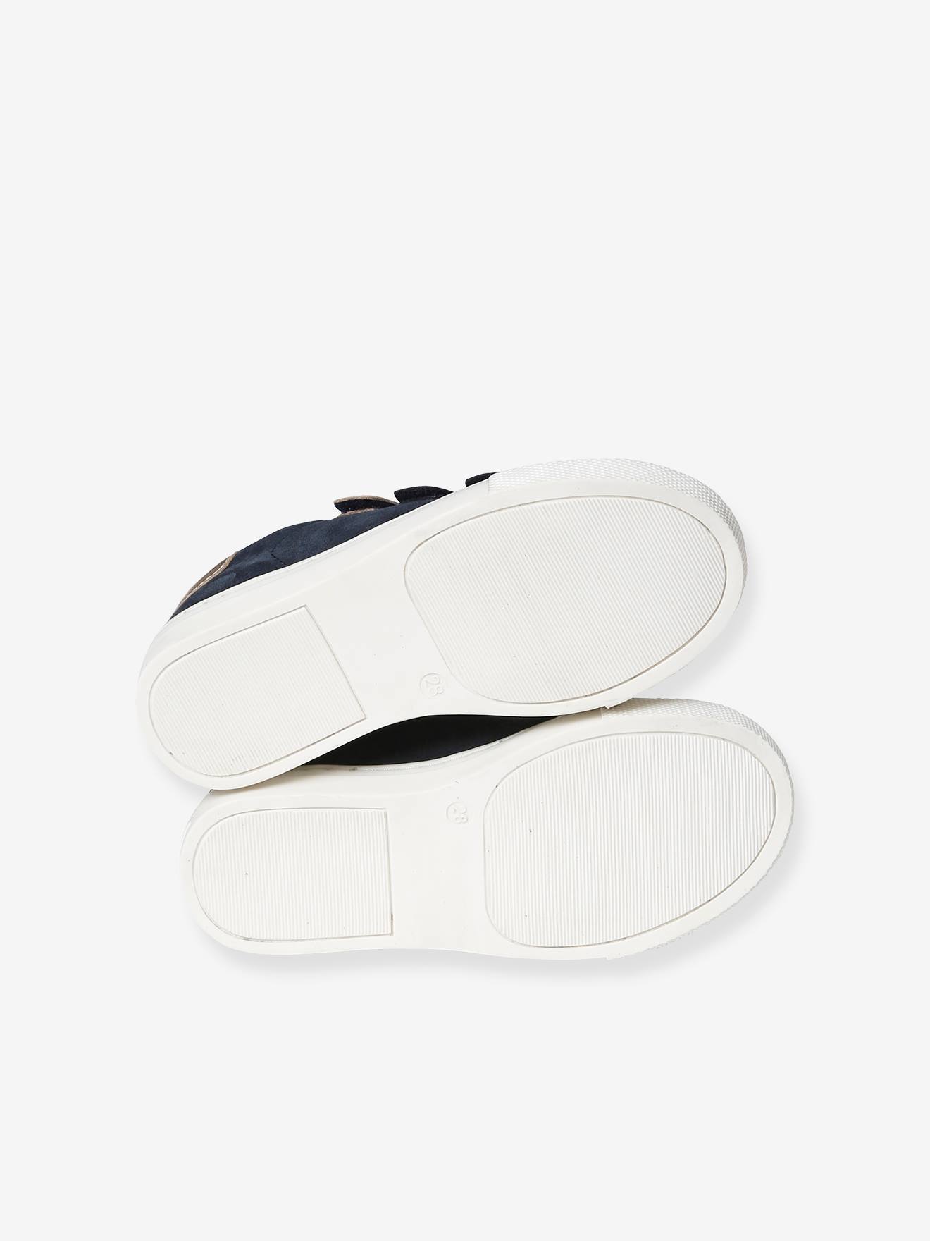 Baskets scratchées en cuir fille marine