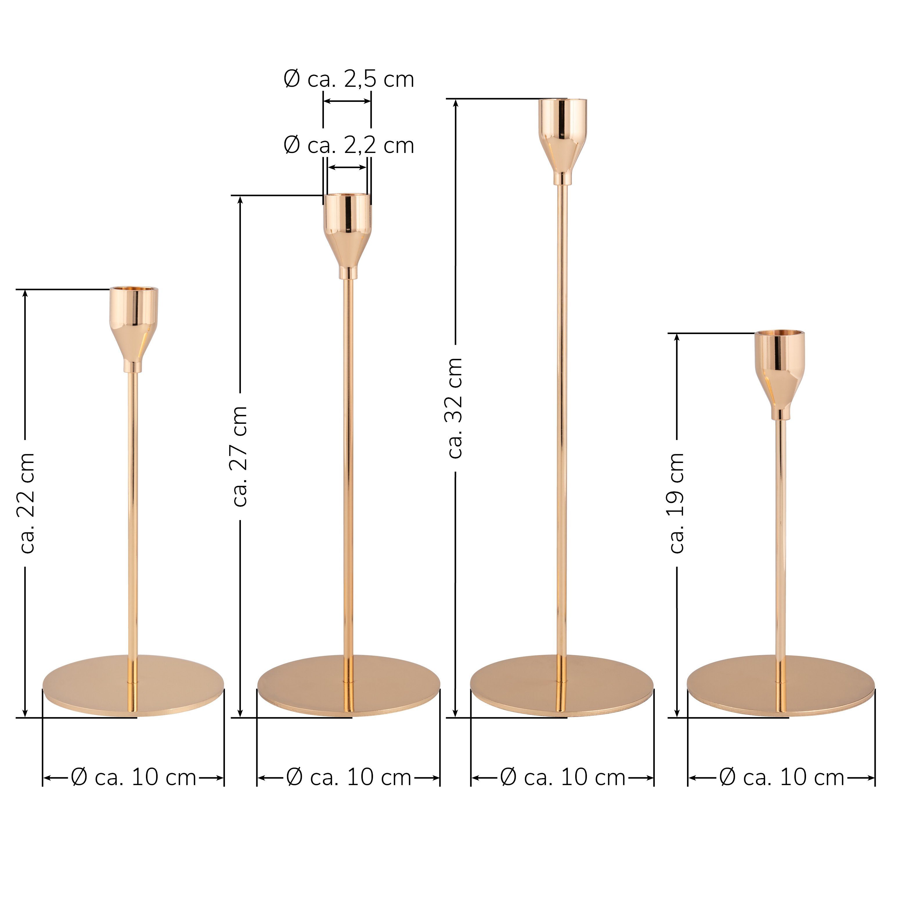 bremermann Kerzenhalter bremermann 4er-Set Kerzenhalter, Kerzenständer für Stabkerzen, Metall, (Komplett-Set, 4 St), für Stabkerzen