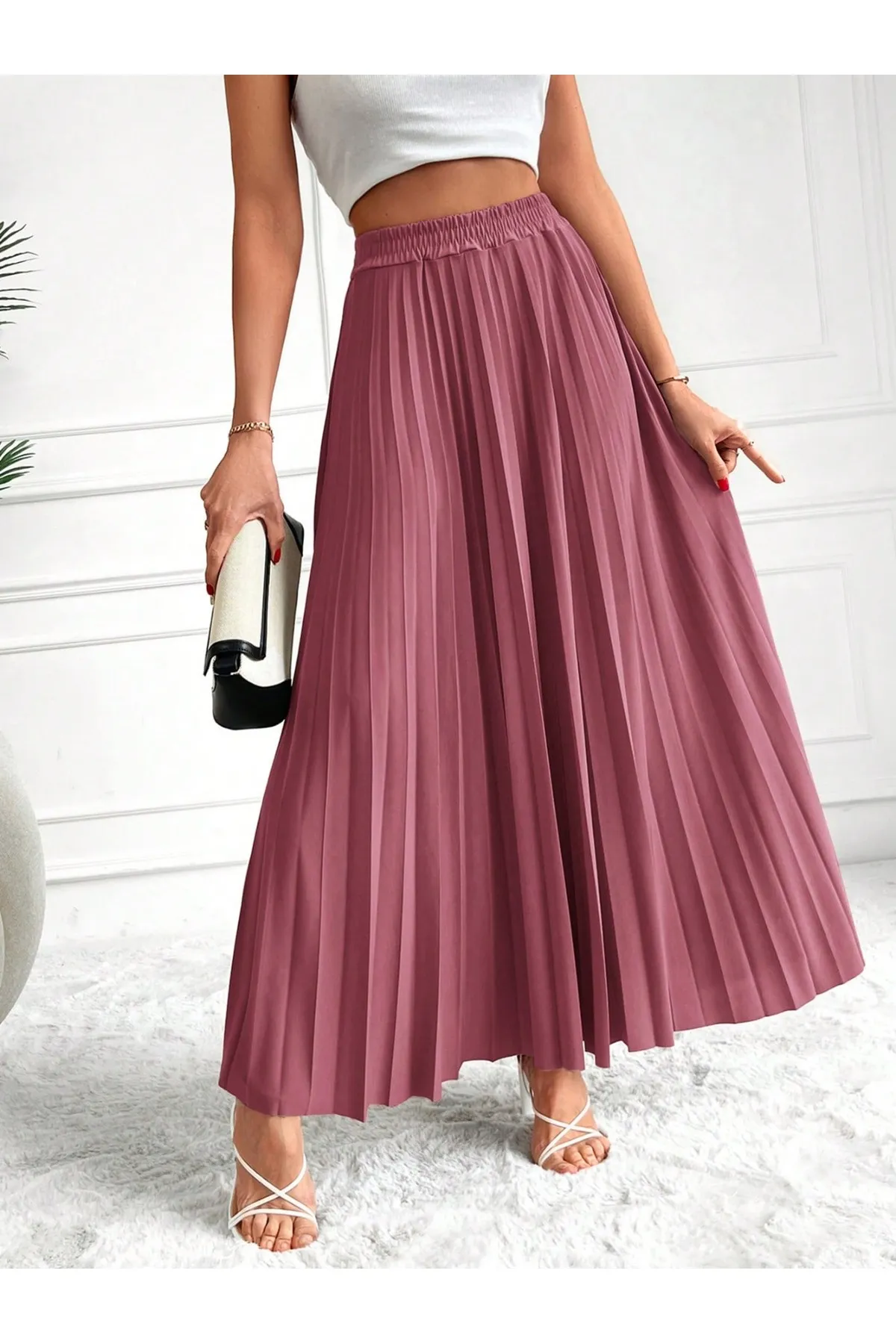 Know  Faltenrock „Dry Rose“ mit elastischer Taille