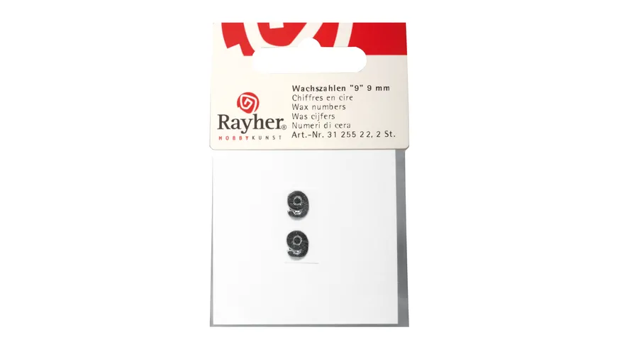 Rayher Wachszahlen -9- silber 9mm 2Stück