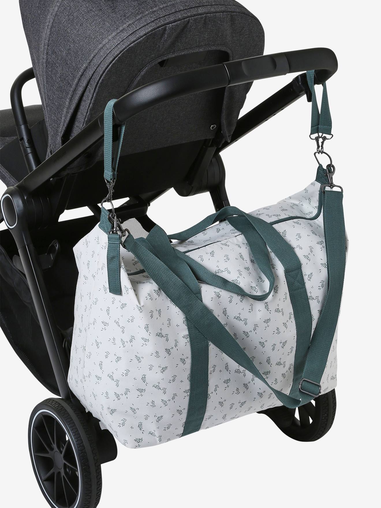 Vertbaudet Weekender Wickeltasche MALAGA - weiß/grün bedruckt