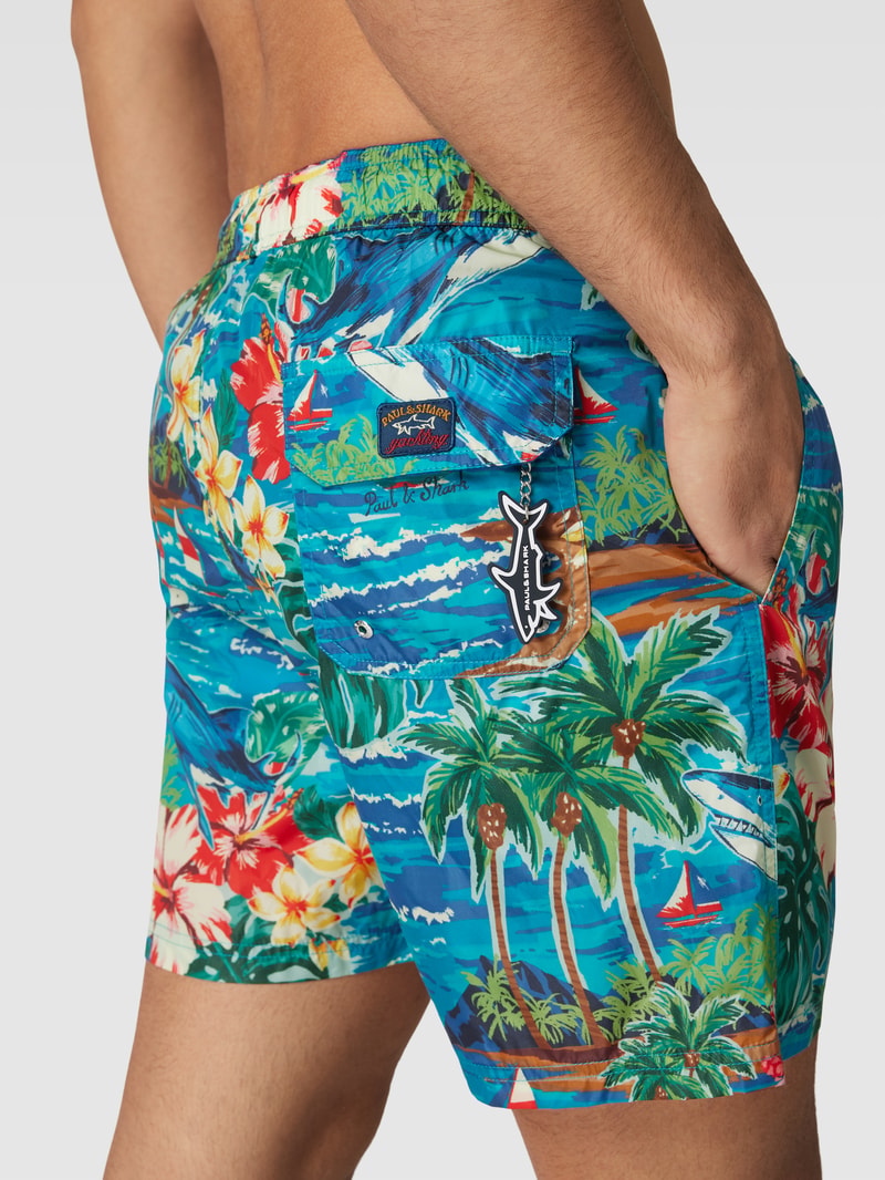 Badehose mit Allover-Muster in blau