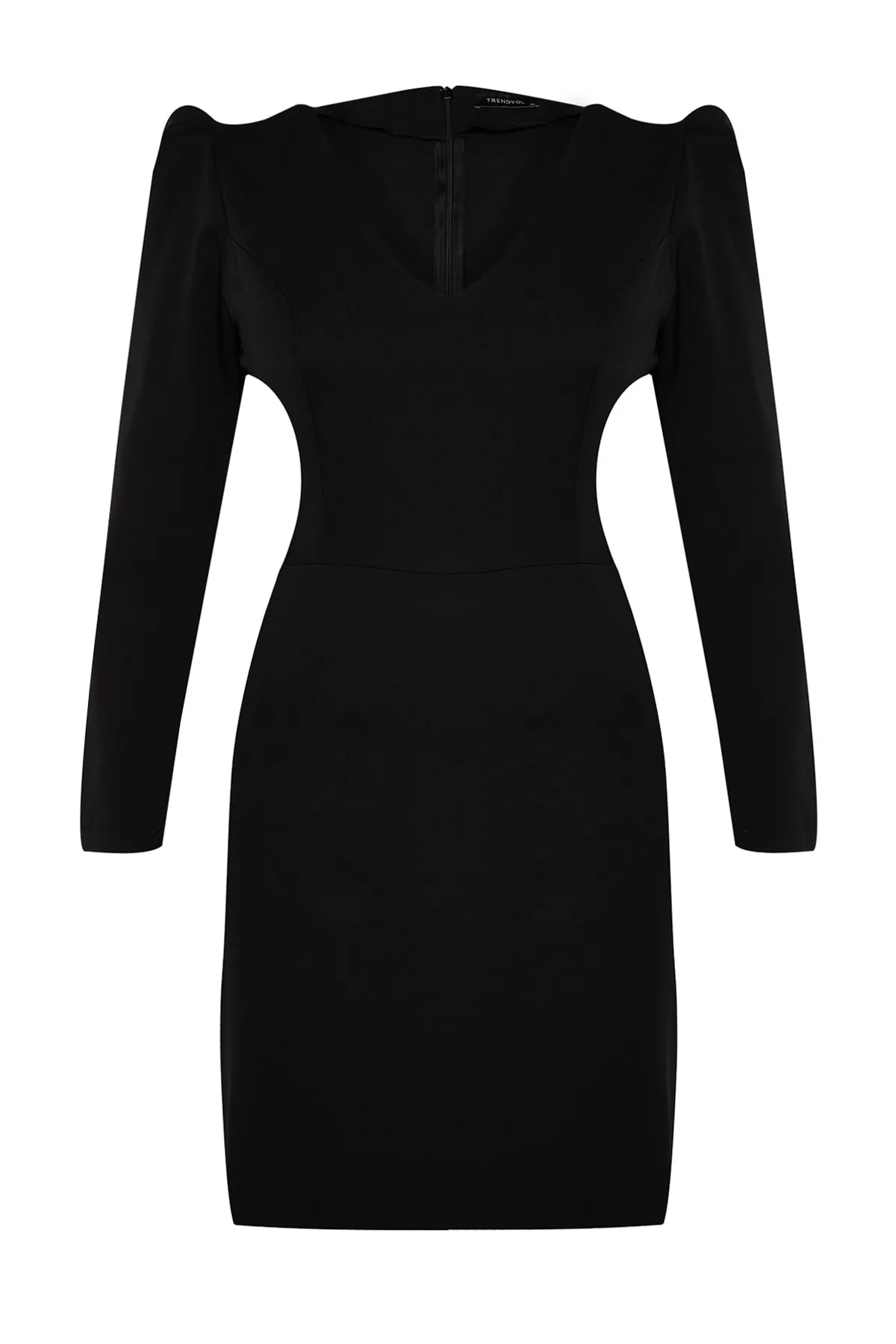 Trendyol Curve  Schwarzes Webkleid mit Ballonärmeln TBBAW24AH00038