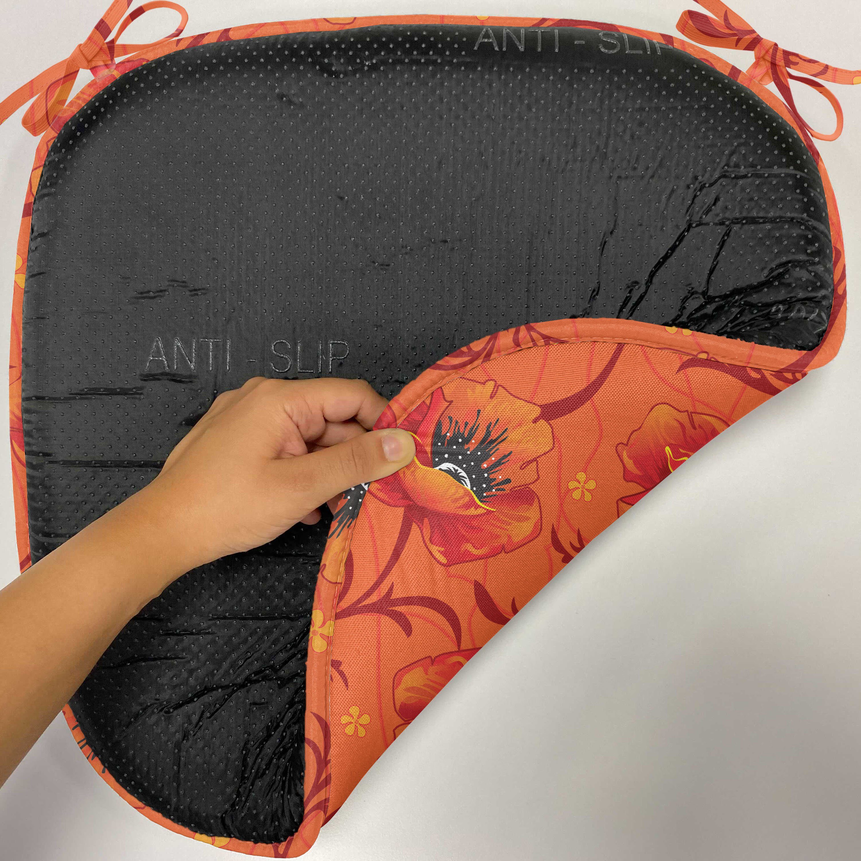 Abakuhaus Stuhlkissen Dekoratives wasserfestes Kissen mit Riemen für Küchensitze, Orange Mohnblumen-Blumen Romantik