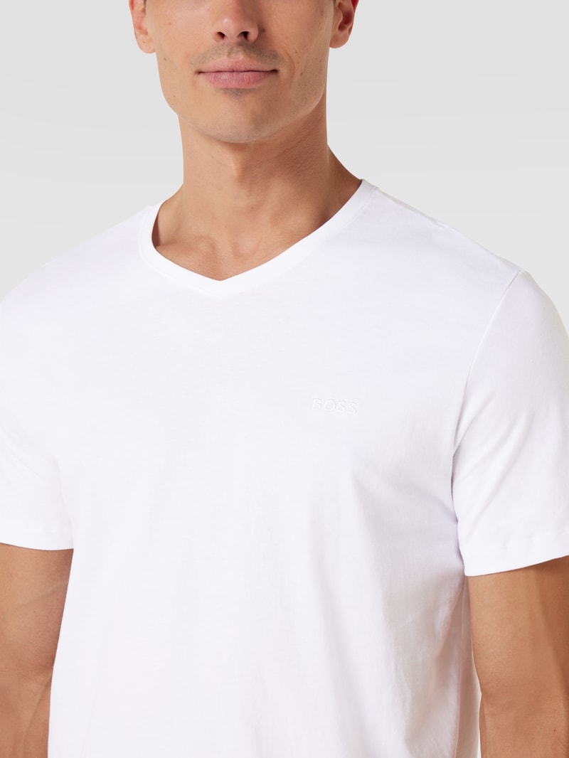 T-Shirt mit V-Ausschnitt im 2er-Pack Modell 'ComfortS' in weiß