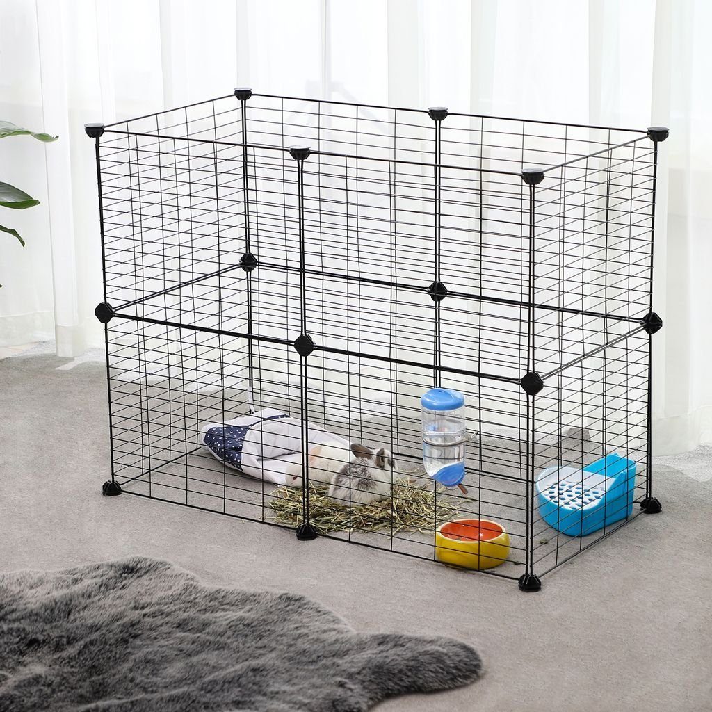 SONGMICS Kleintierkäfig, Kleintiergehege, Freilauf, Metallgitter, DIY