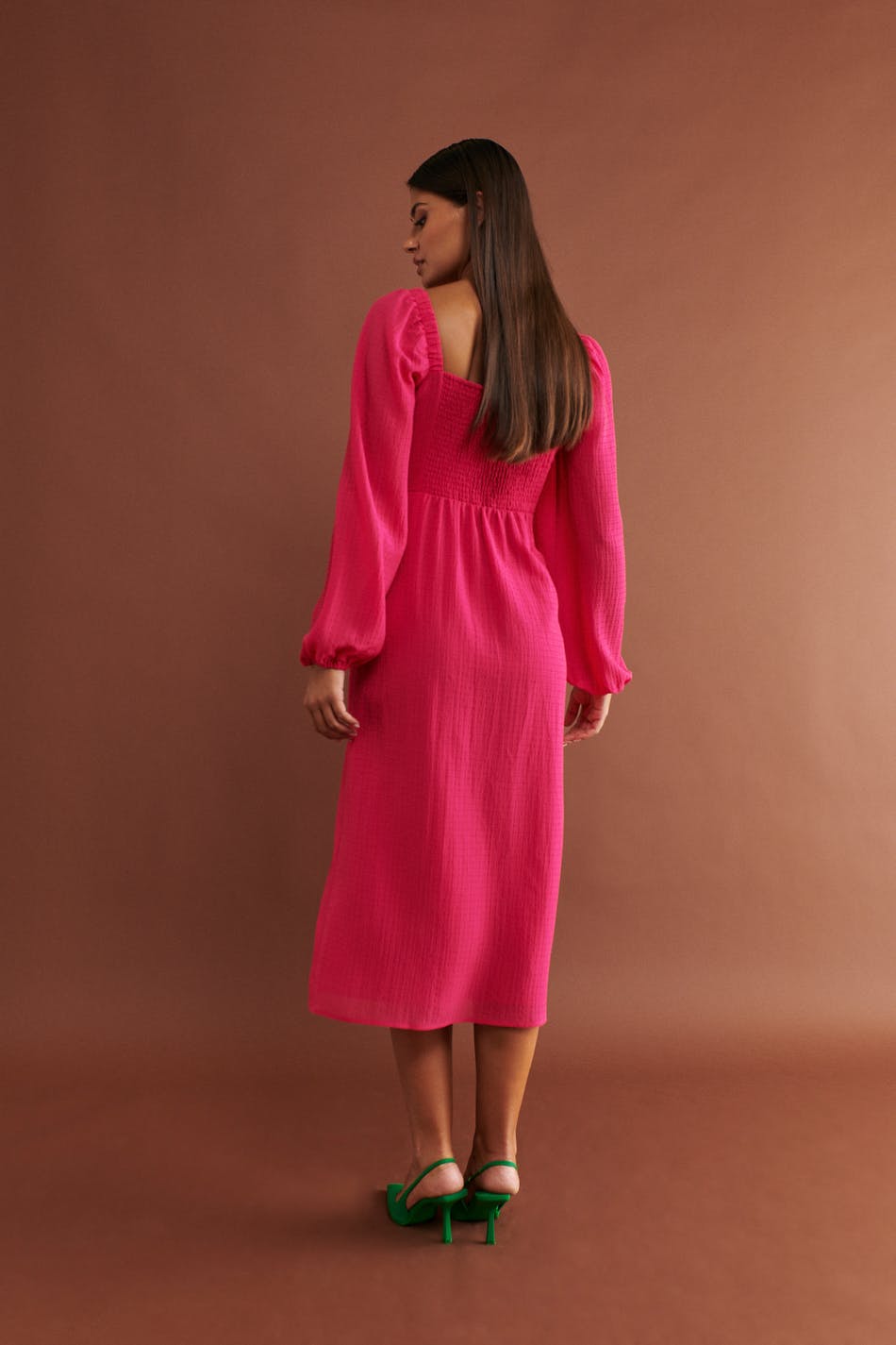 Gathered bust midi dress