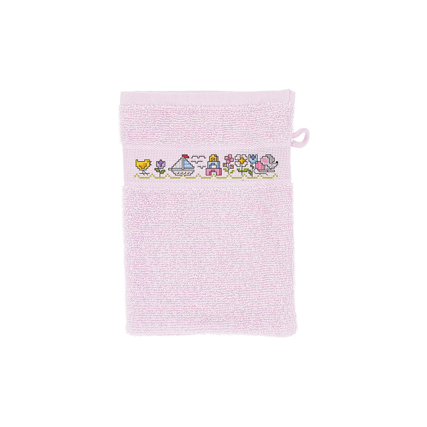 3er-Pack buttinette Walk-Frottier-Waschhandschuh, ecru/flieder/rosa