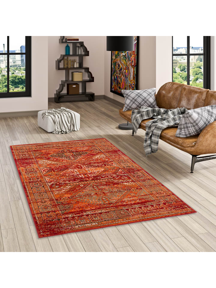 Pergamon Designer Teppich Pop-Vintage Orient Bordüre in Terracotta günstig kaufen