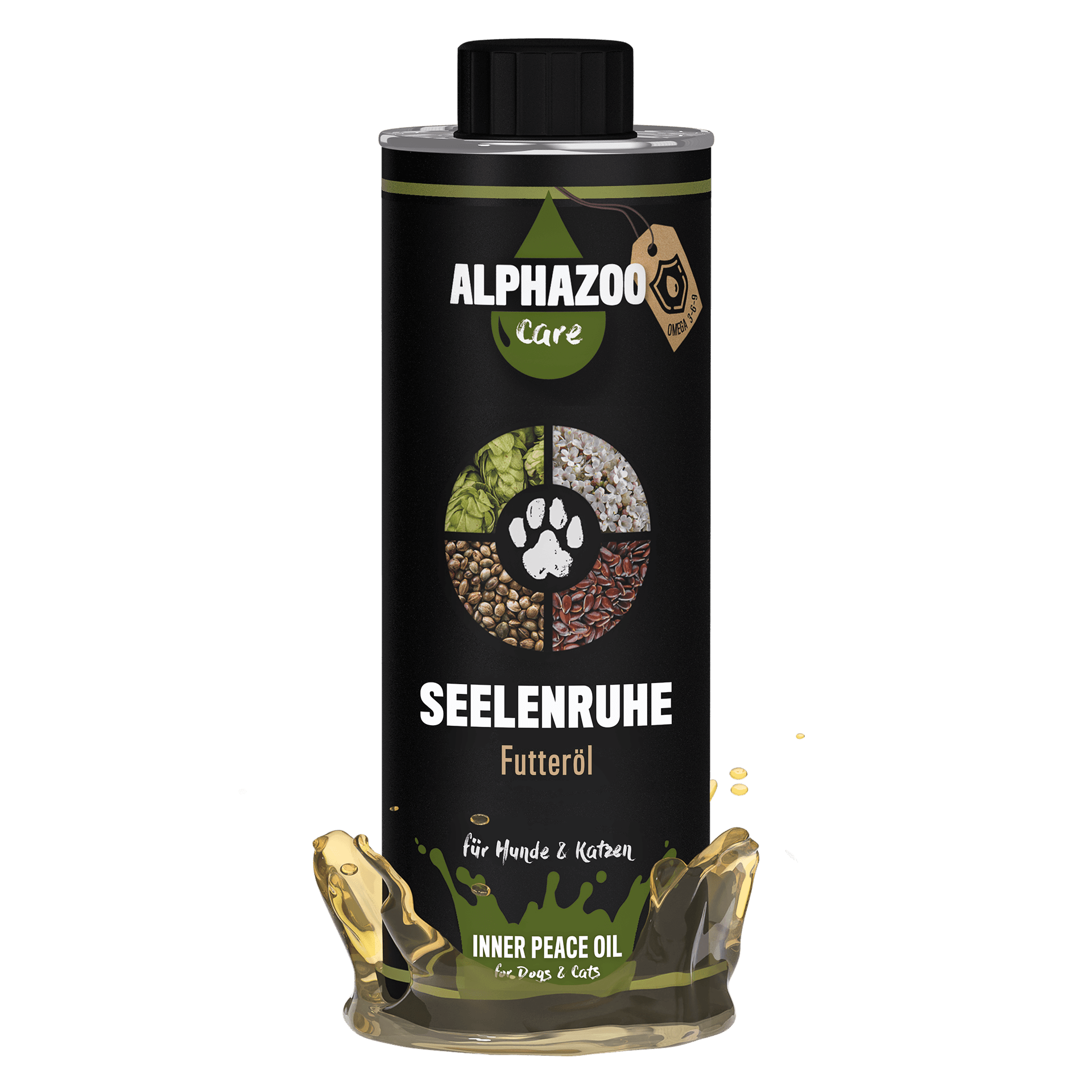 ALPHAZOO Ergänzungsfutter & Aufzucht ALPHAZOO Seelenruhe Futteröl für Hunde und Katzen 500 ml