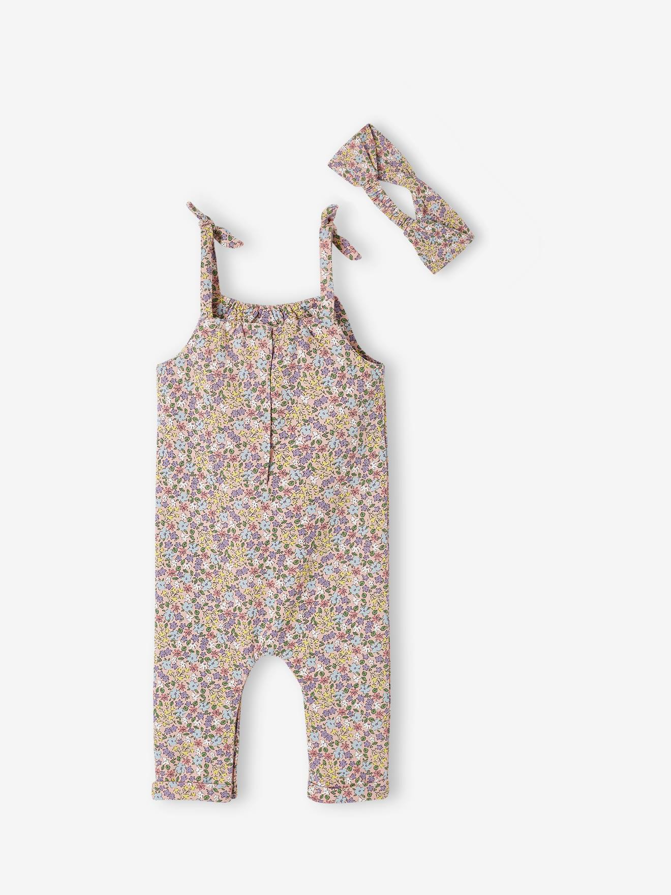Vertbaudet Mädchen Baby-Set: Overall & Haarband Oeko-Tex - hellrosa