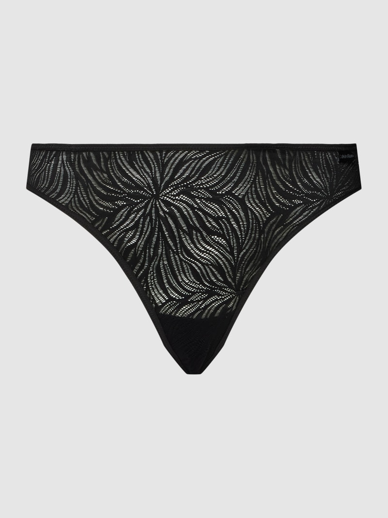 String mit Spitzen-Muster Modell 'Sheer Marquisette' in schwarz