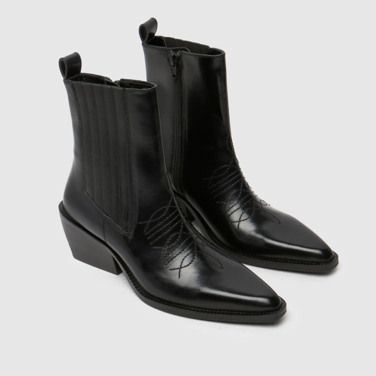 Schuh Brennan bőr western csizma fekete színben