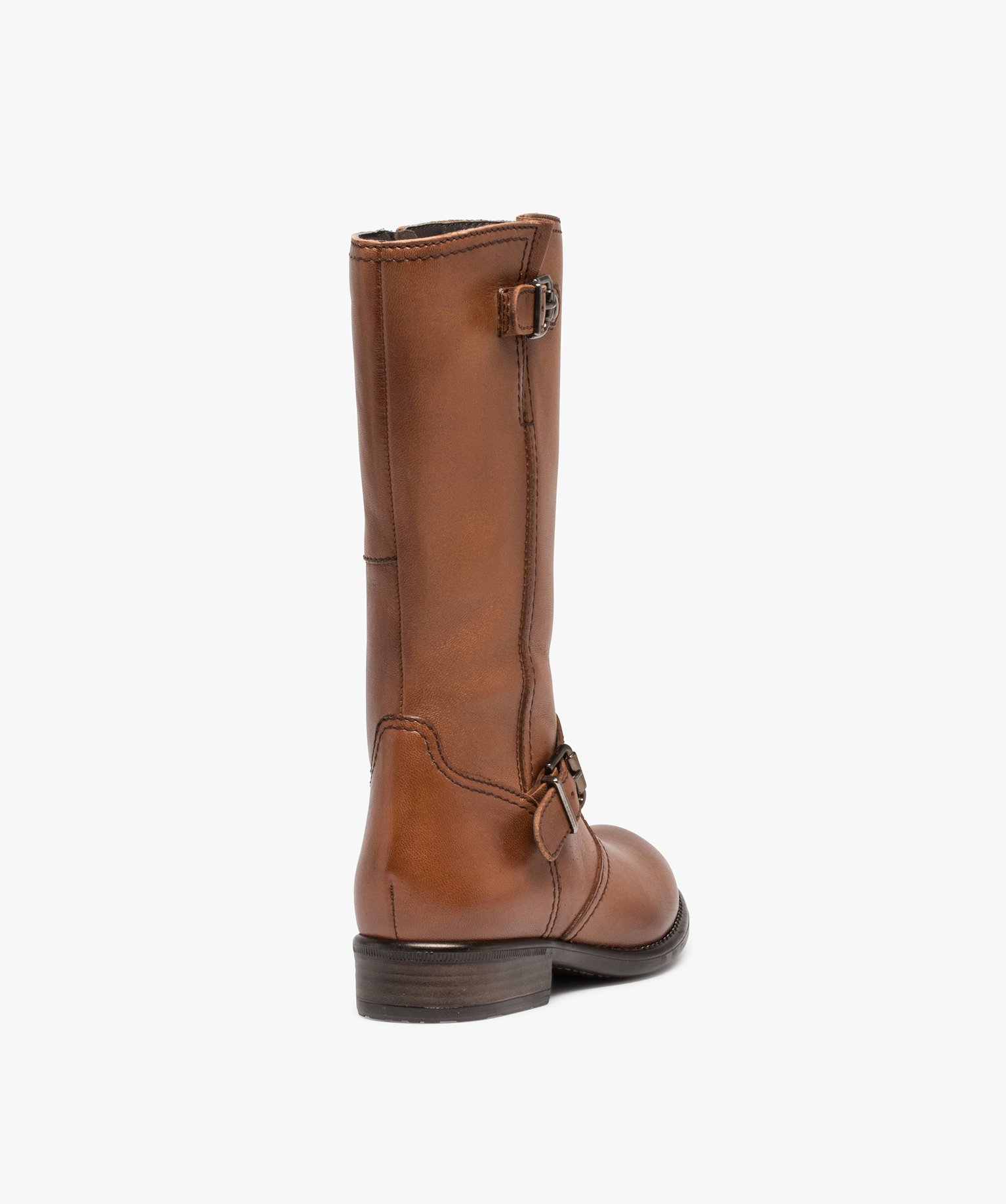Bottes fille cavalières unies dessus cuir - Tanéo marron | GEMO